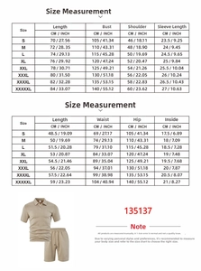 Guide des tailles détaillé pour ensemble polo et short homme du S au 5XL avec mesures