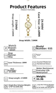Tableau des tailles de montre femme avec boîtier 24,6mm et bracelet de 210mm