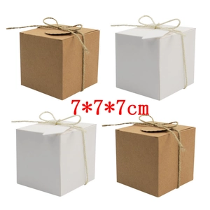 Vintage Square Kraft Paper Gift Packaging Cases With Hemp Rope And Tags For Wedding Party Favor Candy DIY Folding Cardstock