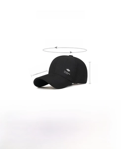 Detailed view of black baseball cap with FEIERWOKE embroidery and adjustable strap