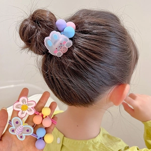 Coleteros infantiles elásticos con dijes de conejos y flores en colores pastel