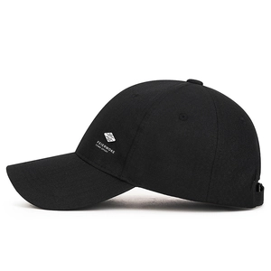 Classic black men's cotton baseball cap with side embroidery and adjustable back strap