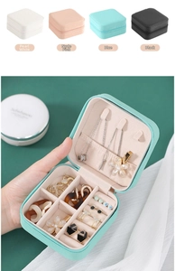 Organizzatore per gioielli portatile in pelle PU con cerniera e diverse colorazioni