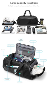 Details der multifunktionalen Reisetasche mit Nass-Trocken-Trennung und Schuhfach