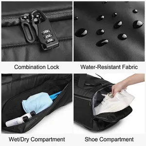 Wasserdichte Fitness-Reisetasche mit Diebstahlschloss, Nass-Trocken-Trennung und Schuhfach