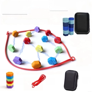 Details bunter hexagonaler Silikon-Magnetsteine mit Tragetasche und Abgrenzungsseil