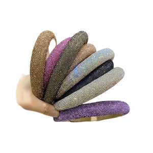 Fashion wide rhinestone headbands in multiple colors with sparkling crystal embellishments
