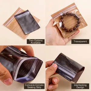 PVC wood grain PE resealable jewelry bags for dustproof bracelet storage with sealing strip