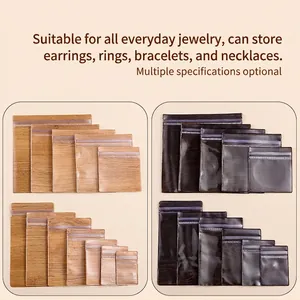 Premium wood grain PVC jewelry storage pouches with airtight zipper in various sizes