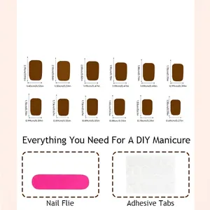 Guide des tailles de faux ongles floraux avec 12 tailles, lime et onglets adhésifs