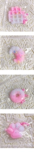 Macro detail of cat paw waffle resin charms with glitter stars and gradient finish