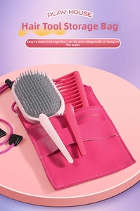 Pink hair salon toy set including storage bag, combs and clips for girls