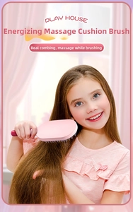 Pink massage air cushion comb toy for kids with ergonomic handle and soft bristles