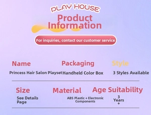 Detailed specifications for hair salon play set including material and age recommendations