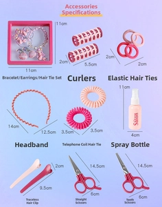 Detail of mermaid themed jewelry box with pink hair rollers and styling tools for girls