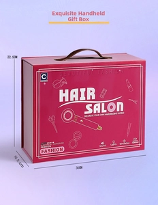 Kids hair salon toy set in a pink portable gift box with sound and light functions