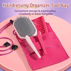 Pink kids hair salon toy set with storage bag combs and clips for girls role play