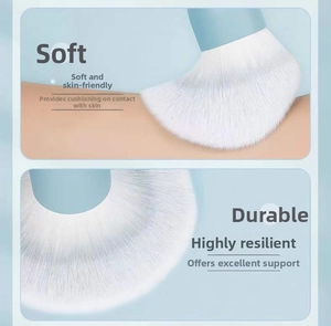 Detail of soft high-density synthetic makeup brush bristles showing elasticity and texture