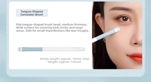 Flat tongue concealer brush with 10mm soft bristles for precise under-eye makeup application