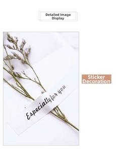 Macro detail of Especially for you decorative sticker on dried flower gift card