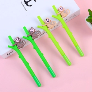 Cartoon Climbing Monkey Gel Pens Branch Shape Creative Stationery Office School Supplies Writing Pens For Students