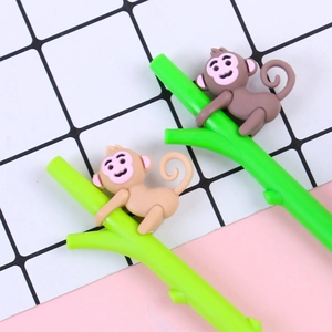Creative monkey climbing a tree branch cartoon gel pens for students and stationery lovers