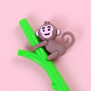 Cartoon monkey climbing tree design creative gel pen for students in cute animal style