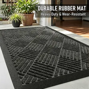Entrance Door Mat Polypropylene Surface Heavy Duty Rubber Backing Non-Slip Dirt Trapping Rug For Indoor Outdoor Porch Home
