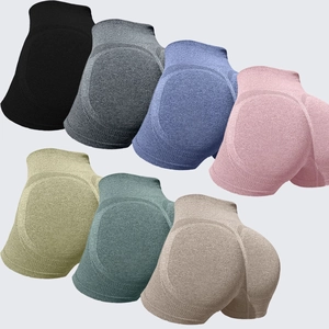 Multi-color seamless yoga shorts for women featuring high waist and peach butt lift design