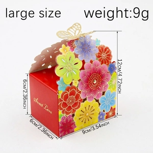 Hollow flower candy box with golden butterfly and Sweet Love text for weddings