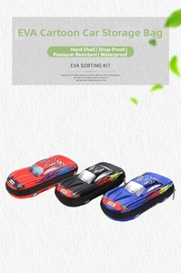Three-color 3D car shaped EVA pencil cases with waterproof shockproof hard shell