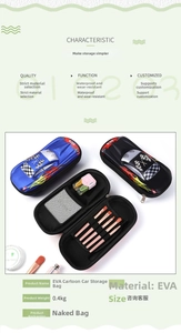 Internal storage view of the 3D car pencil case with mesh pocket and elastic straps
