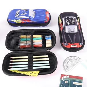 3D racing car pencil case with large capacity and multi-layer storage for school boys
