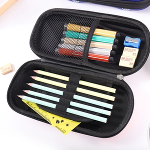 Black 3D car EVA pencil case with double-layer storage for school stationery items