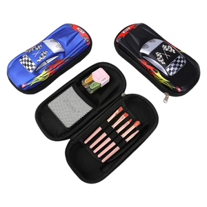 3D racing car EVA pencil case for kids featuring large storage and hard shell protection