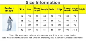 Guide des tailles détaillé pour ensemble de jogging ajusté femme du S au XL avec mesures