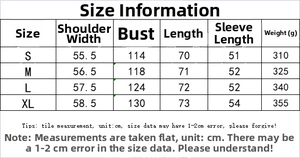 Size chart with measurements for women's pullover sweatshirt including shoulder and bust