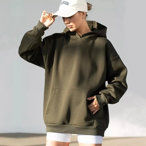 Oversize dark olive green Colorado hoodie with drop shoulder and front pocket