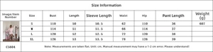 Size chart for women's two-piece hoodie and shorts tracksuit set with detailed measurements