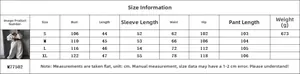Detailed size chart for women long sleeve hoodie and sweatpants casual two-piece set