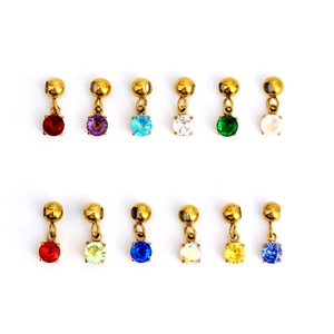 Set of 12 zodiac birthstone pendants with 18K gold plating and colorful round crystals