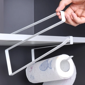 White metal under cabinet kitchen paper towel holder for cabinet storage and organization