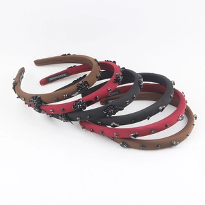 Handmade Padded Headband Fabric Hair Hoop With Rhinestones Sequins And Metal Stars Elegant Retro Styling For Women Non-Slip