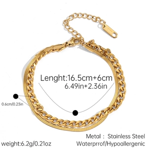 Detail of 18k gold plated double layer stainless steel chain with adjustable clasp