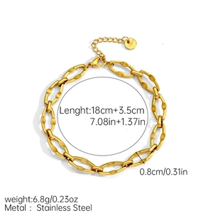 Macro shot of 18k gold plated stainless steel chain bracelet with lobster clasp detail