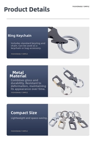 Detail view of multi-functional metal keychain with bottle opener and dual ring design
