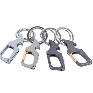 Multifunctional metal keychain set with carabiner and bottle opener in four colors