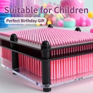 3D pink pin art toy sculpture showing a clone hand mold impression for kids' creativity