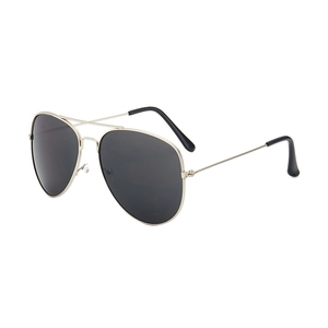Classic gold metal aviator sunglasses with dark grey polarized lenses for men and women