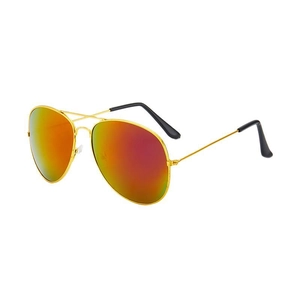 Classic aviator sunglasses with gold metal frame and orange red gradient mirror lenses